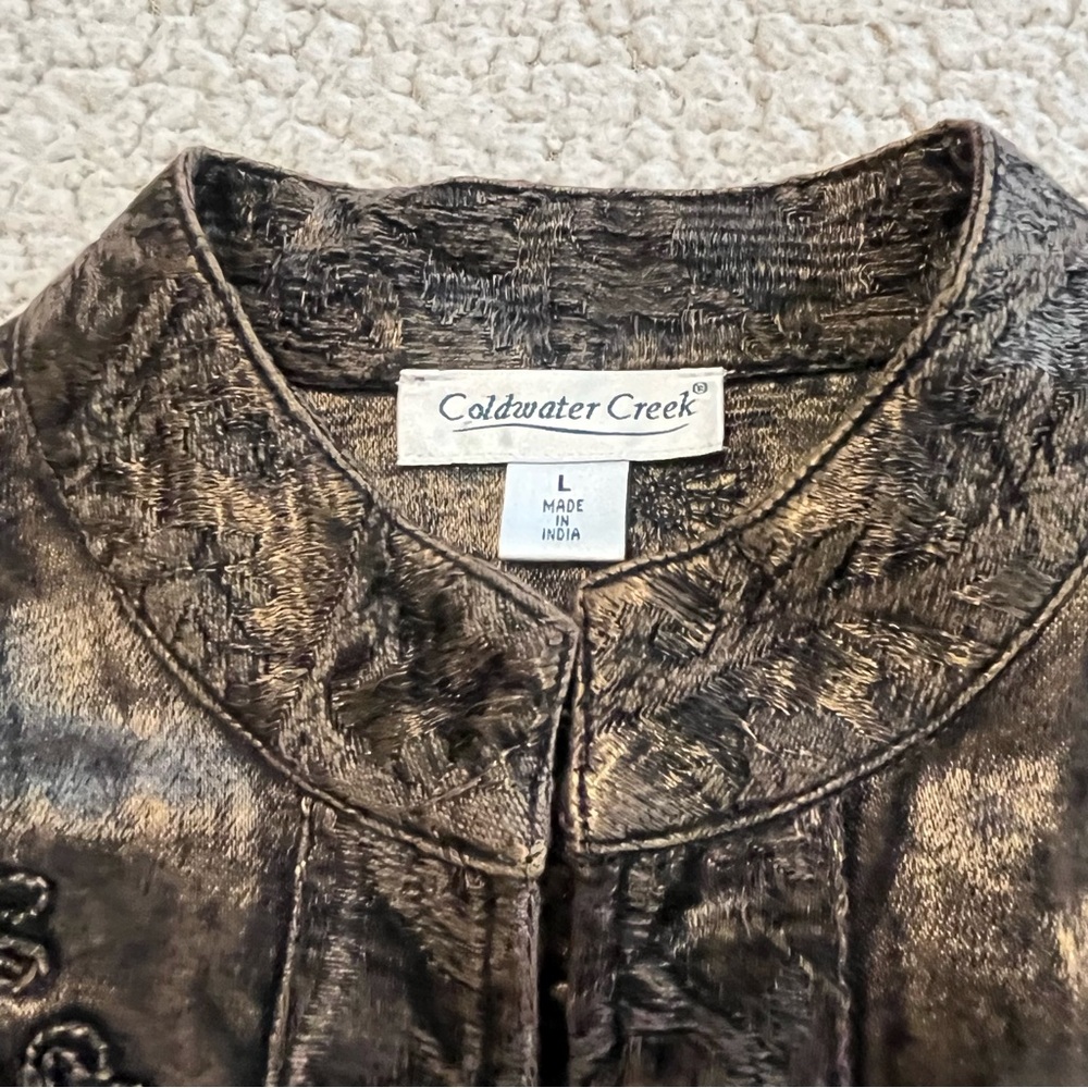 Coldwater Creek Women’s Bronze Sheen Embroidered Jacket Size‎ Large - Picture 10 of 16